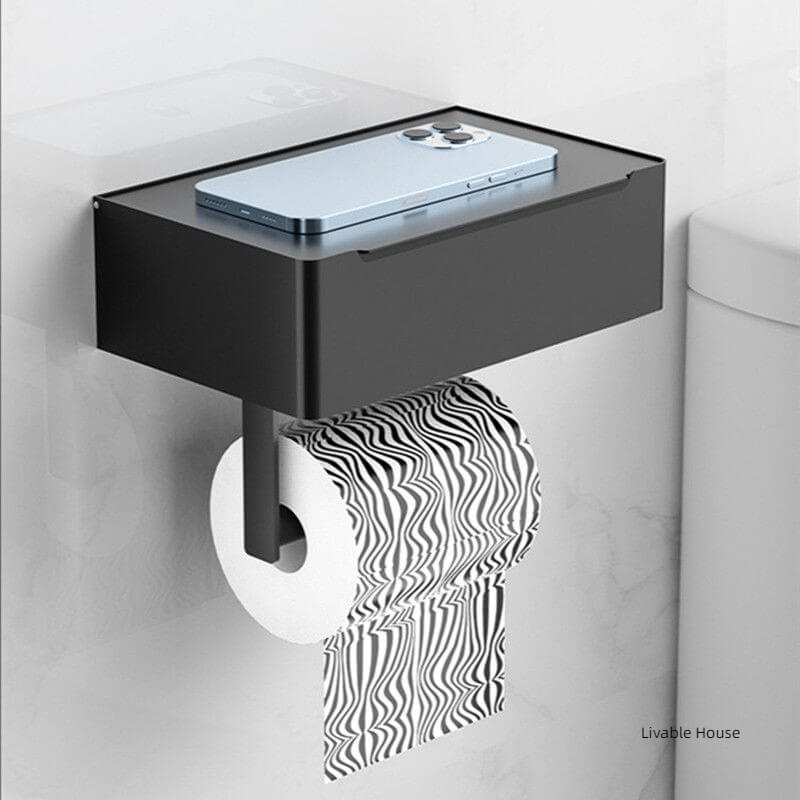 Suporte de papel higiênico com caixa de armazenamento