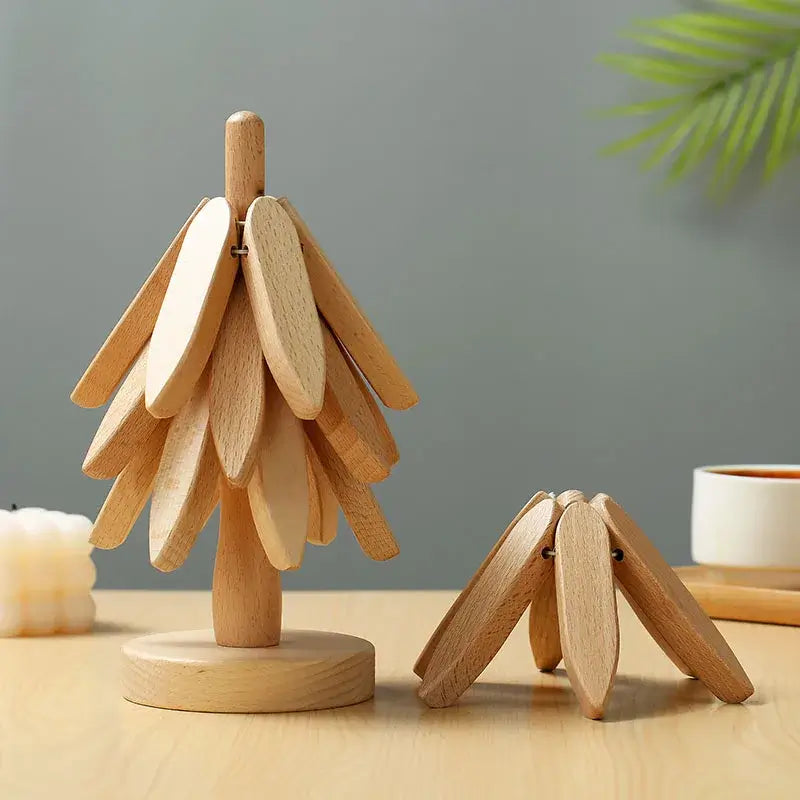 3X TAPETES DE MESA + SUPORTE EM DESIGN DE ÁRVORE - Nature's Harmony Set